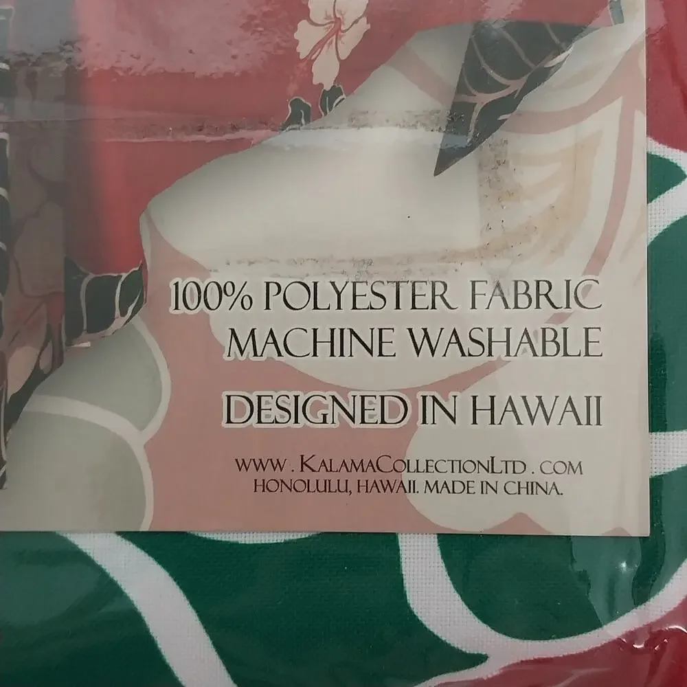 Kauhale Living Hawaiian Hibiscus Floral Tablecloth Red Green White 60
